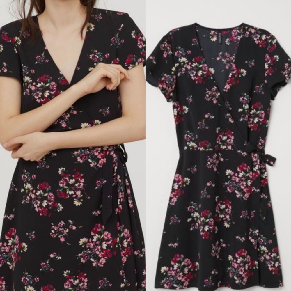 💕H&M💕 floral black short dress. Medium - Brand New!
